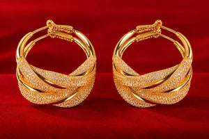 Elegant Gold-Plated American Diamond Hoop Earrings