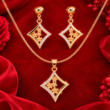 Elegant Gold-Plated Diamond-Style Necklace & Earrings Set