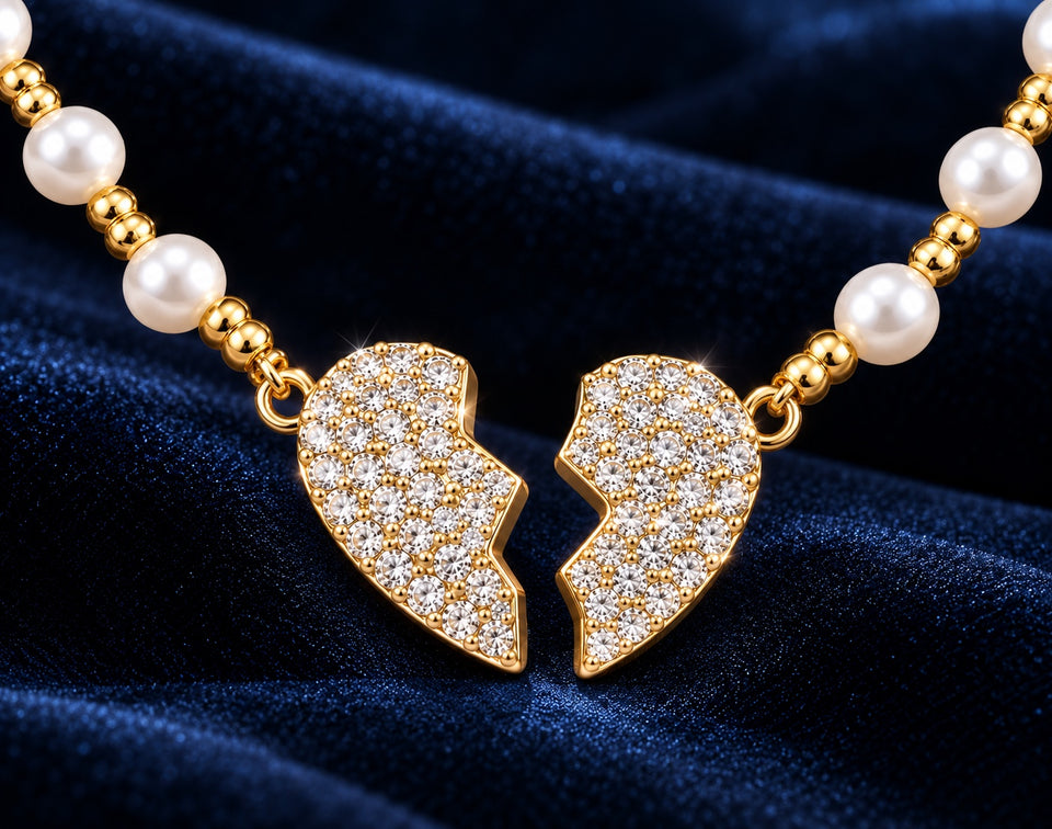 Elegant Pearl Broken Heart Necklace – A Symbol of Love & Elegance - Get Free Shipping