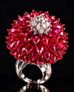 Ruby Red Floral Statement Ring – A Bloom of Luxury & Elegance - Get Free Shipping